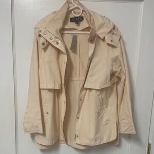 J. Crew Light Cream/pink Hooded Utility Jacket